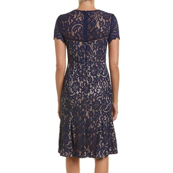 Eliza J Lace Midi Sheath Dress Navy Size 2 - Picture 2 of 12